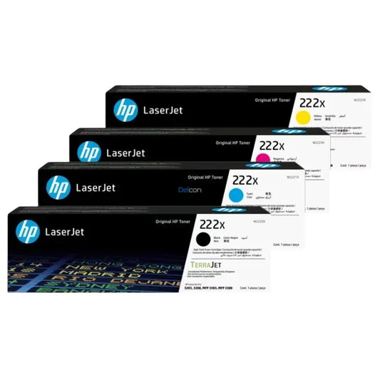 Pack 4 Tóner Original HP 222X Alta Capacidad - Negro y Colores (W2220X W2221X W2222X W2223X)